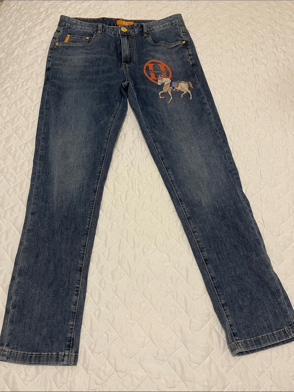 Men's Dark Blue Graphic Jeans sz 32